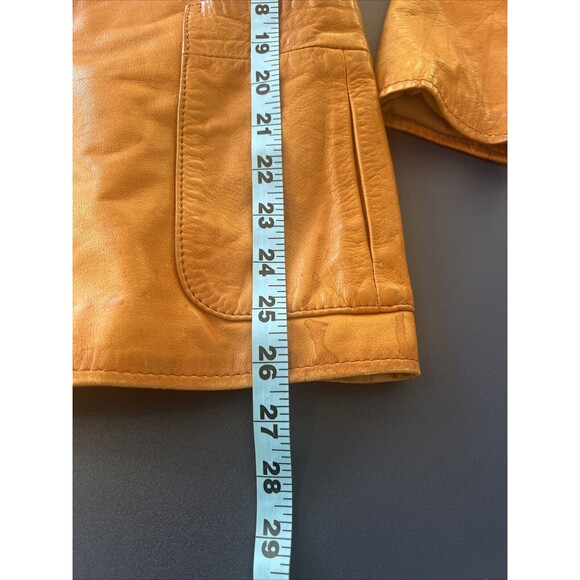 VINTAGE 70'S Crae Caryle San Francisco Leather Three Button Blazer Jacket S - Picture 11 of 15